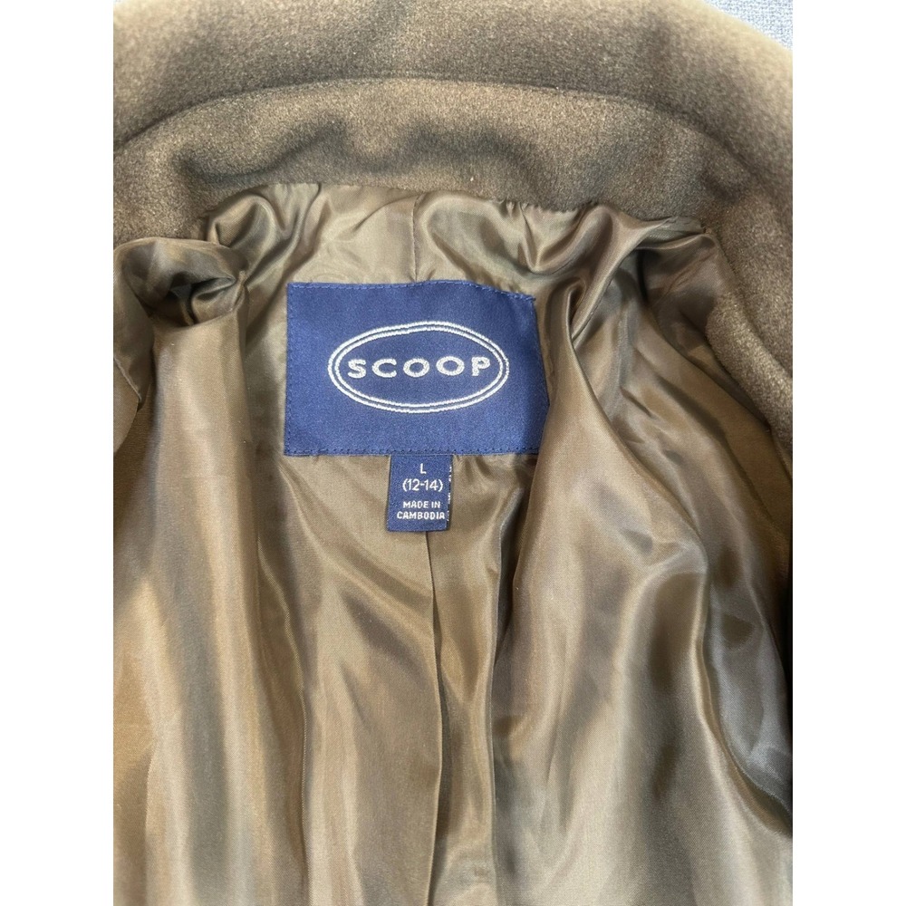 Scoop Womens Oversized Wool Coat Dark Olive Brown Longline Jacket L 12-14 NEW - Picture 9 of 14